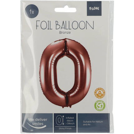 Pallone in foil Figura 0 Bronzo XL 86cm vuoto