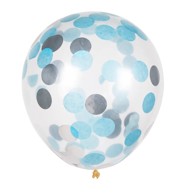 Palloncini a coriandoli blu argento 30cm 5pz