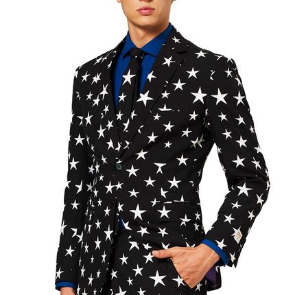 Tuta da uomo con stelle bianche e nere OppoSuits