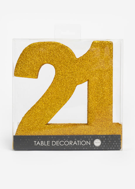 Decorazione da tavolo dorata Figura 21 Glitter 20,5 cm