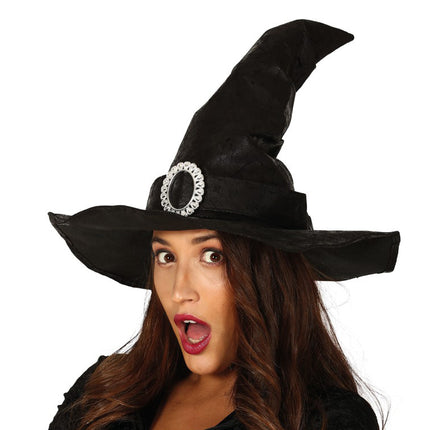 Cappello da strega di Halloween con fibbia nera