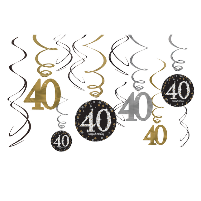 Decorazione appesa 40 anni Buon Compleanno 61cm 12pcs