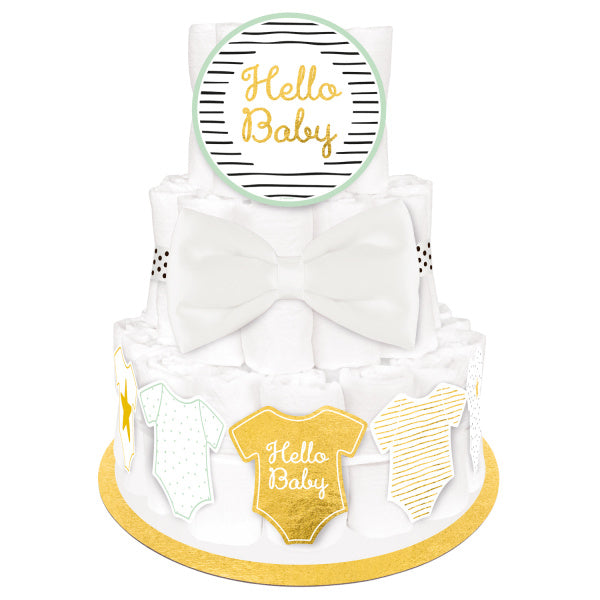 Kit di decorazione per torte di pannolini Hello Baby 4 pezzi