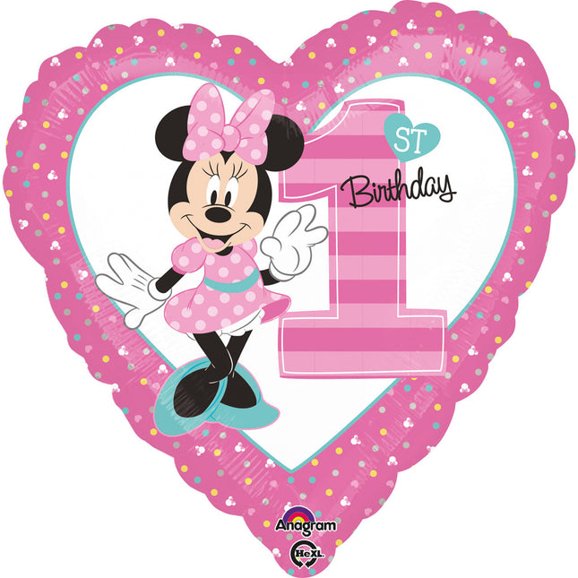 Palloncino ad elio Minnie Mouse Cuore 1 anno 43 cm vuoto