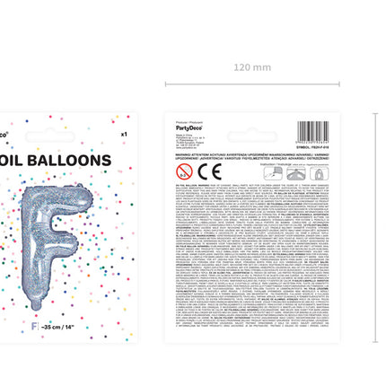 Palloncino in foil Lettera F Olografica Vuoto 35cm