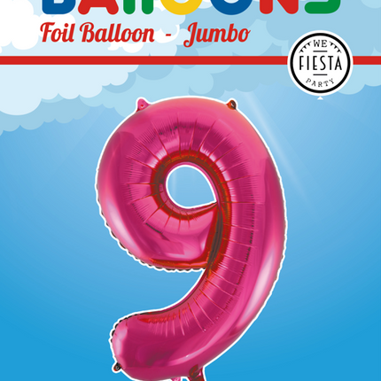 Palloncino Foil Figura 9 Fucsia XL 86cm vuoto