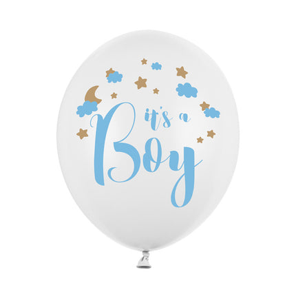 Palloncini bianchi It's A Boy 30cm 6 pezzi