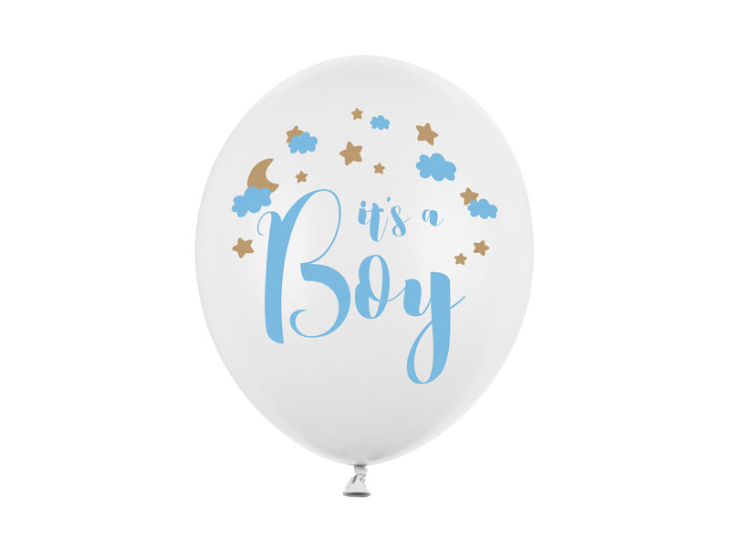 Palloncini bianchi It's A Boy 30cm 6 pezzi