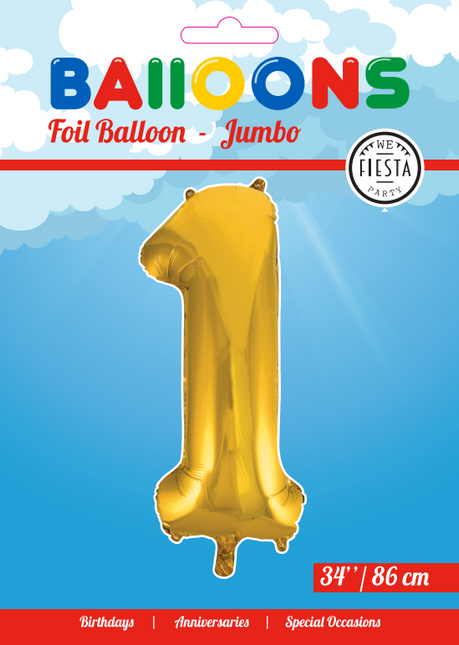 Palloncino Foil Figura 1 Gold XL 86cm vuoto