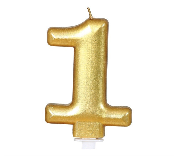 Candela d'oro 1 anno metallizzata da 8 cm