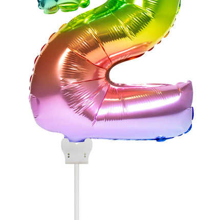 Palloncino in foil Figura 2 Arcobaleno 36 cm con bastoncino