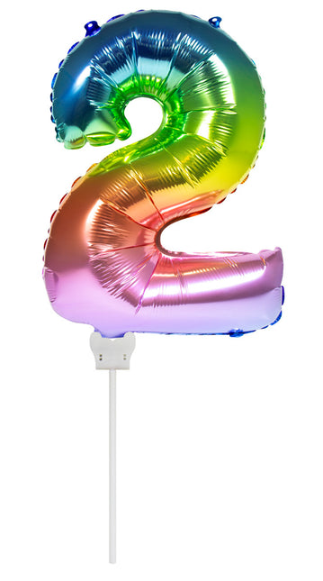 Palloncino in foil Figura 2 Arcobaleno 36 cm con bastone