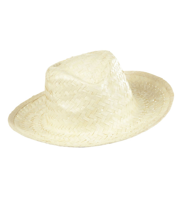 Cappello da cowboy in paglia bianca