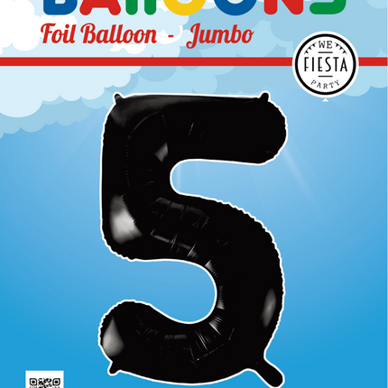 Palloncino Foil Figura 5 Nero XL 86cm vuoto