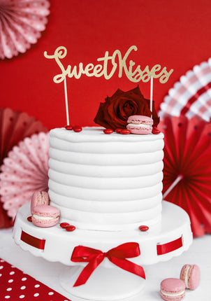 Cake topper Sweet Kisses Gold 16cm