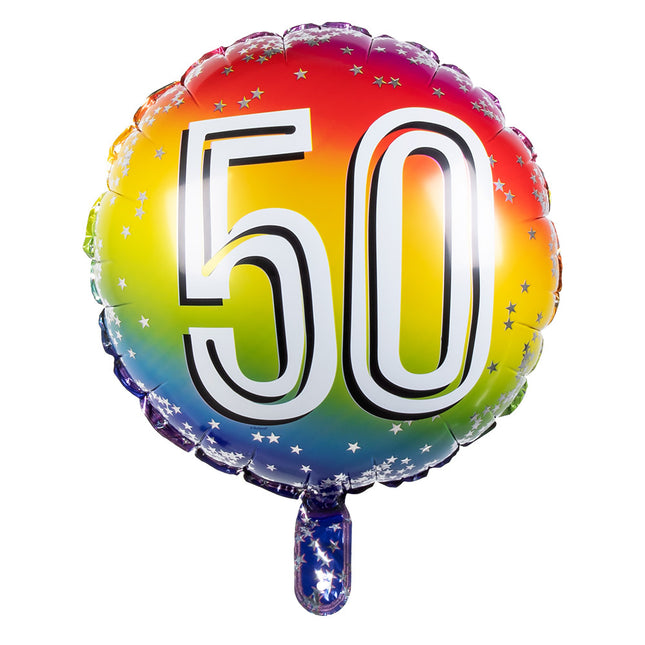 Palloncino con figura arcobaleno 50 anni 45 cm