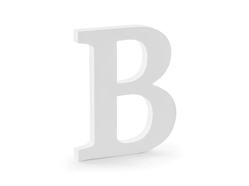 Lettera B bianca in legno 20 cm