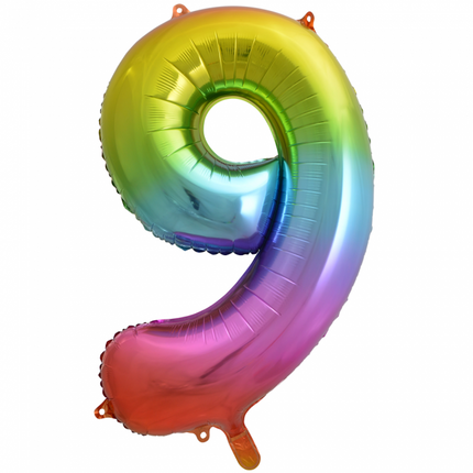 Palloncino Foil Figura 9 Rainbow XL 86cm vuoto