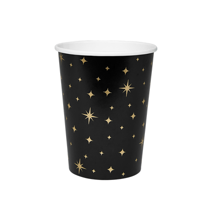 Tazze Golden Stars Nero 13cm 8pz