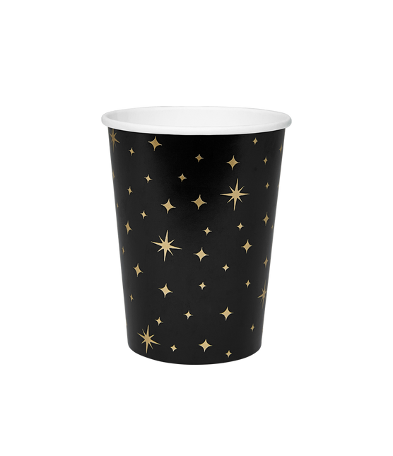 Tazze Golden Stars Nero 13cm 8pz