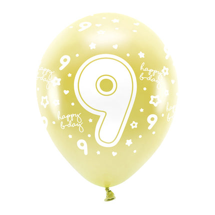 Palloncini 9 anni oro 33cm 6pz