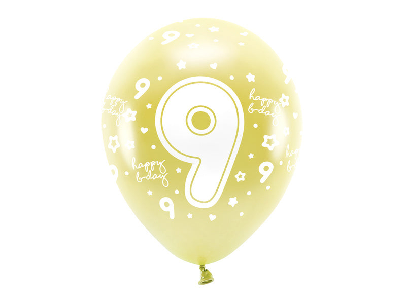 Palloncini 9 anni oro 33cm 6pz