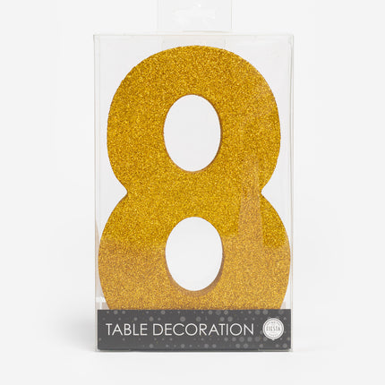 Decorazione da tavolo dorata Figura 8 Glitter 20,5 cm