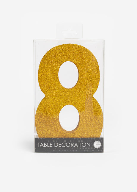 Decorazione da tavolo dorata Figura 8 Glitter 20,5 cm