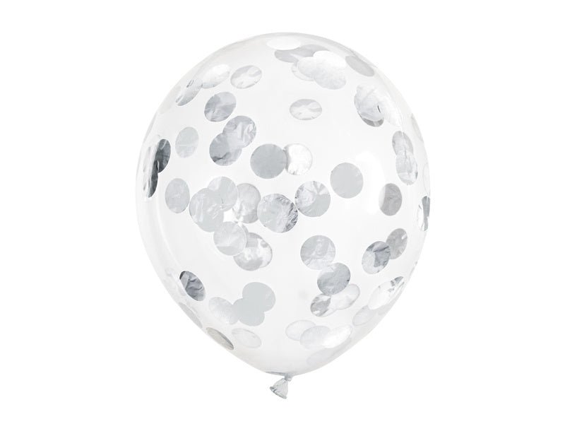 Palloncini a coriandoli Silver Deluxe 30cm 6 pezzi