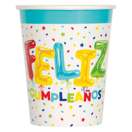 Tazze Feliz Cumpleanos 266ml 8pz