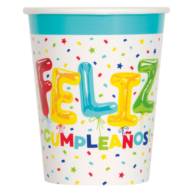 Tazze Feliz Cumpleanos 266ml 8pz