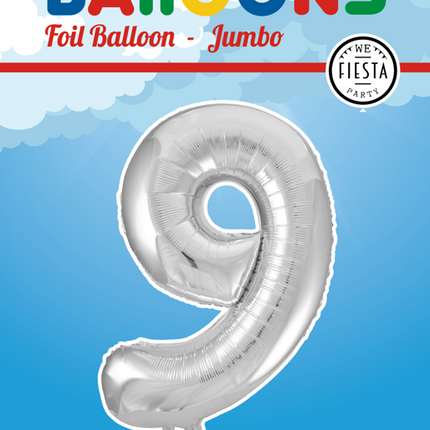 Palloncino in foil Figura 9 Silver XL 86cm vuoto