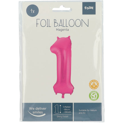 Palloncino Foil Figura 1 Fucsia Metallizzato XL 86cm vuoto