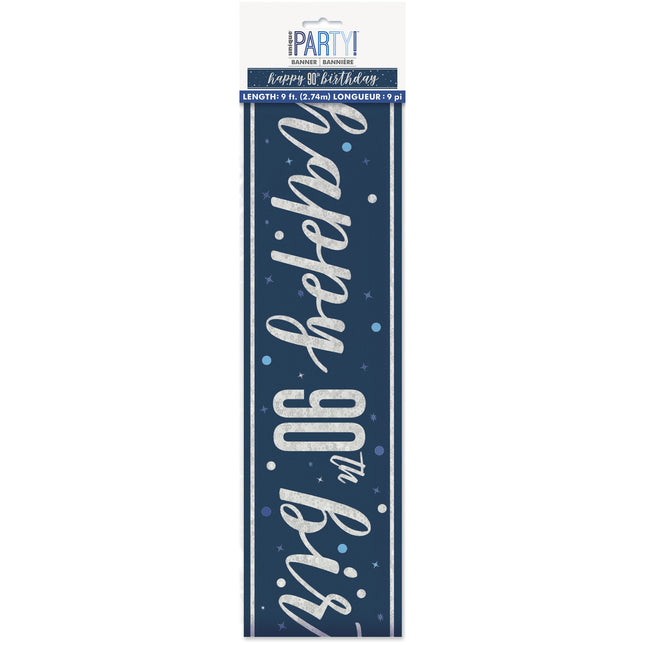 Striscione 90 Anni Blu Scuro 2,74 m