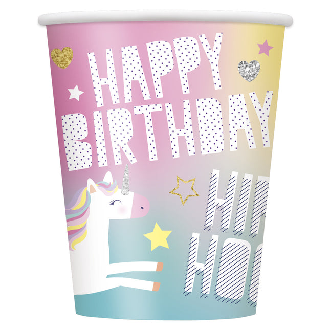 Tazze Unicorno Buon Compleanno 266ml 8pz