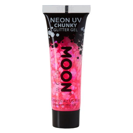 Moon Glow Neon UV Chunky Glitter Gel Rosa Caldo 12ml