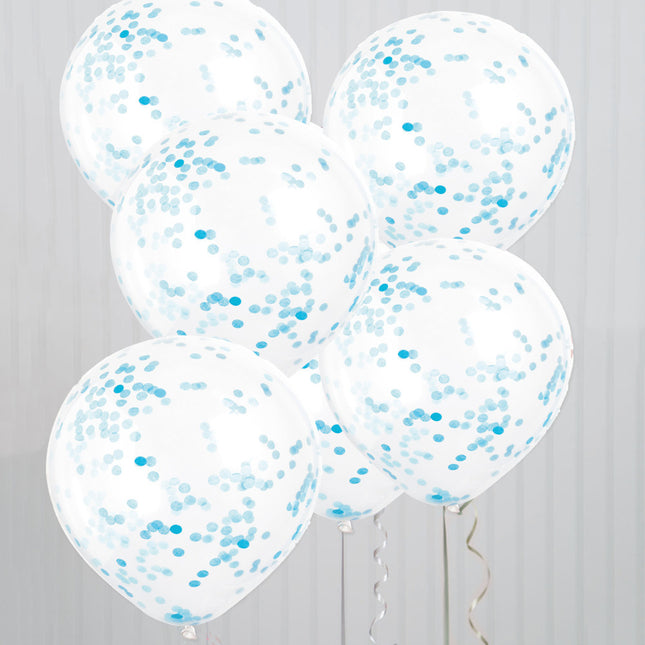 Palloncini a coriandoli azzurro 40 cm 6 pezzi