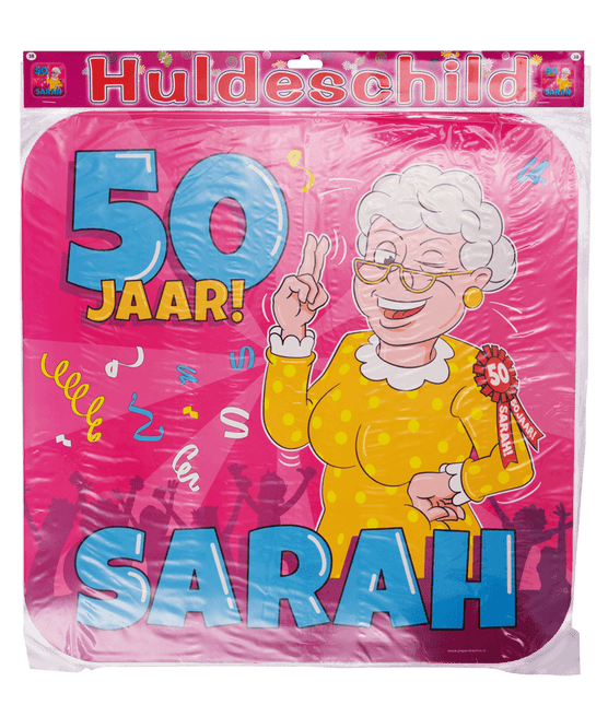 Cartello per porta Sarah 50 anni, cartone animato, 50 cm