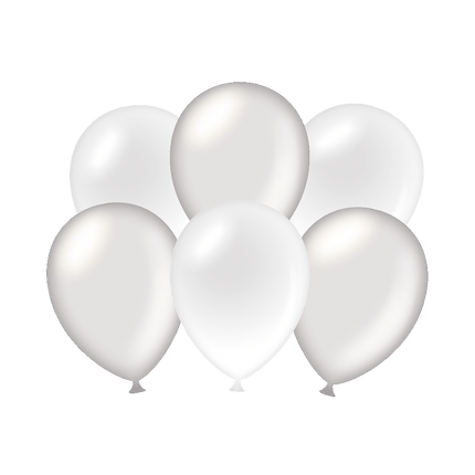 Palloncini argento/bianco metallizzati 30 cm 6 pezzi