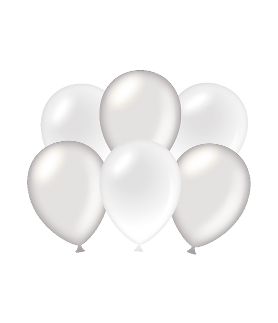 Palloncini argento/bianco metallizzati 30 cm 6 pezzi