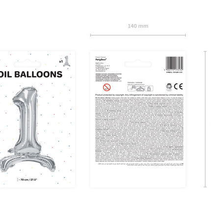 Palloncino Foil Figura 1 Argento Standard Vuoto 70cm