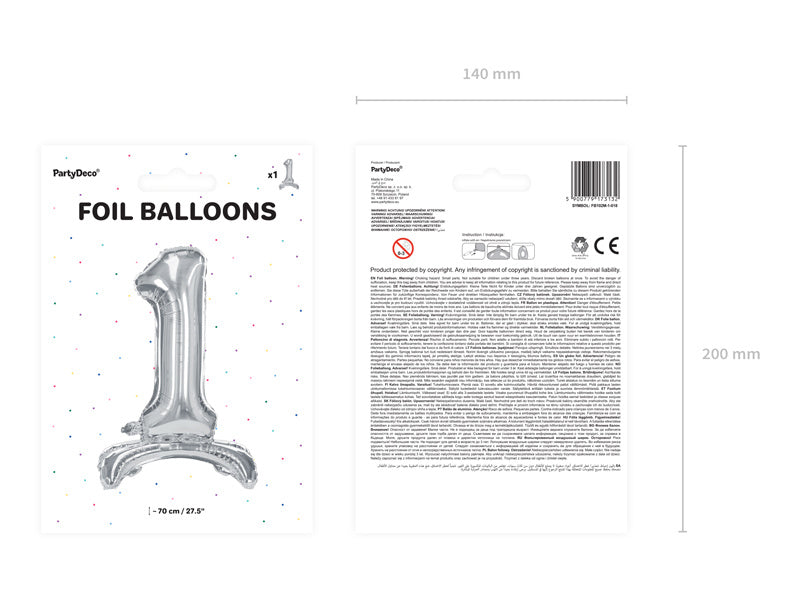 Palloncino Foil Figura 1 Argento Standard Vuoto 70cm