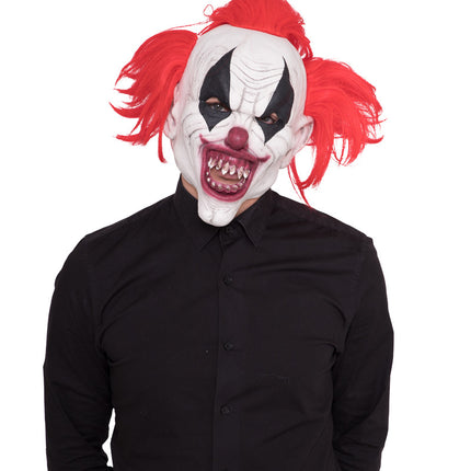 Maschera da clown di Halloween con capelli rossi