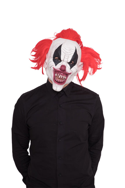 Maschera da clown di Halloween con capelli rossi