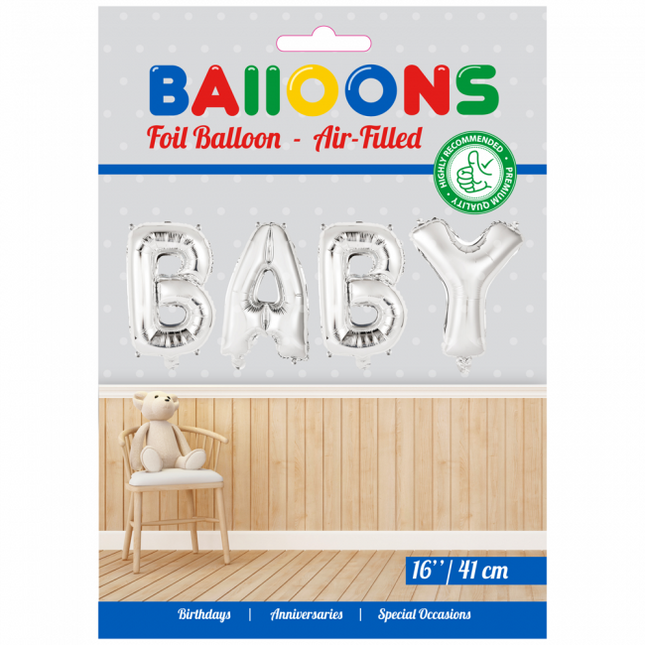 Palloncini Lettera Set Baby Argento 41cm