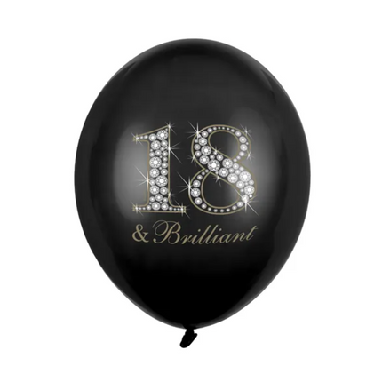 Palloncini 18 anni e nero brillante 30 cm 6 pezzi