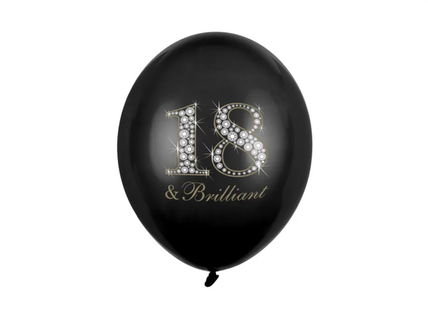 Palloncini 18 anni e nero brillante 30 cm 6 pezzi