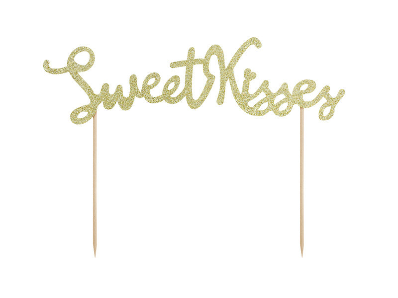 Cake topper Sweet Kisses Gold 16cm