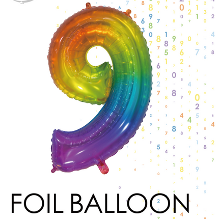 Pallone in foil Figura 9 Arcobaleno Trasparente 66cm