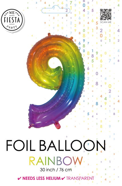 Pallone in foil Figura 9 Arcobaleno Trasparente 66cm